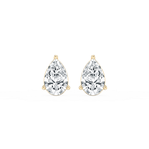 Pear Lab Grown Diamond Three Prong Basket Stud Earrings