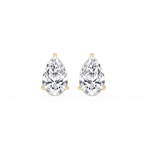 Pear Lab Grown Diamond Three Prong Basket Stud Earrings