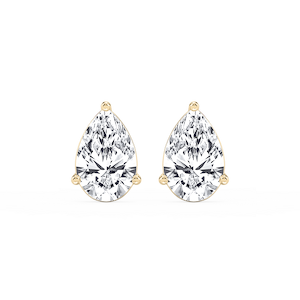 Pear Lab Grown Diamond Three Prong Basket Stud Earrings