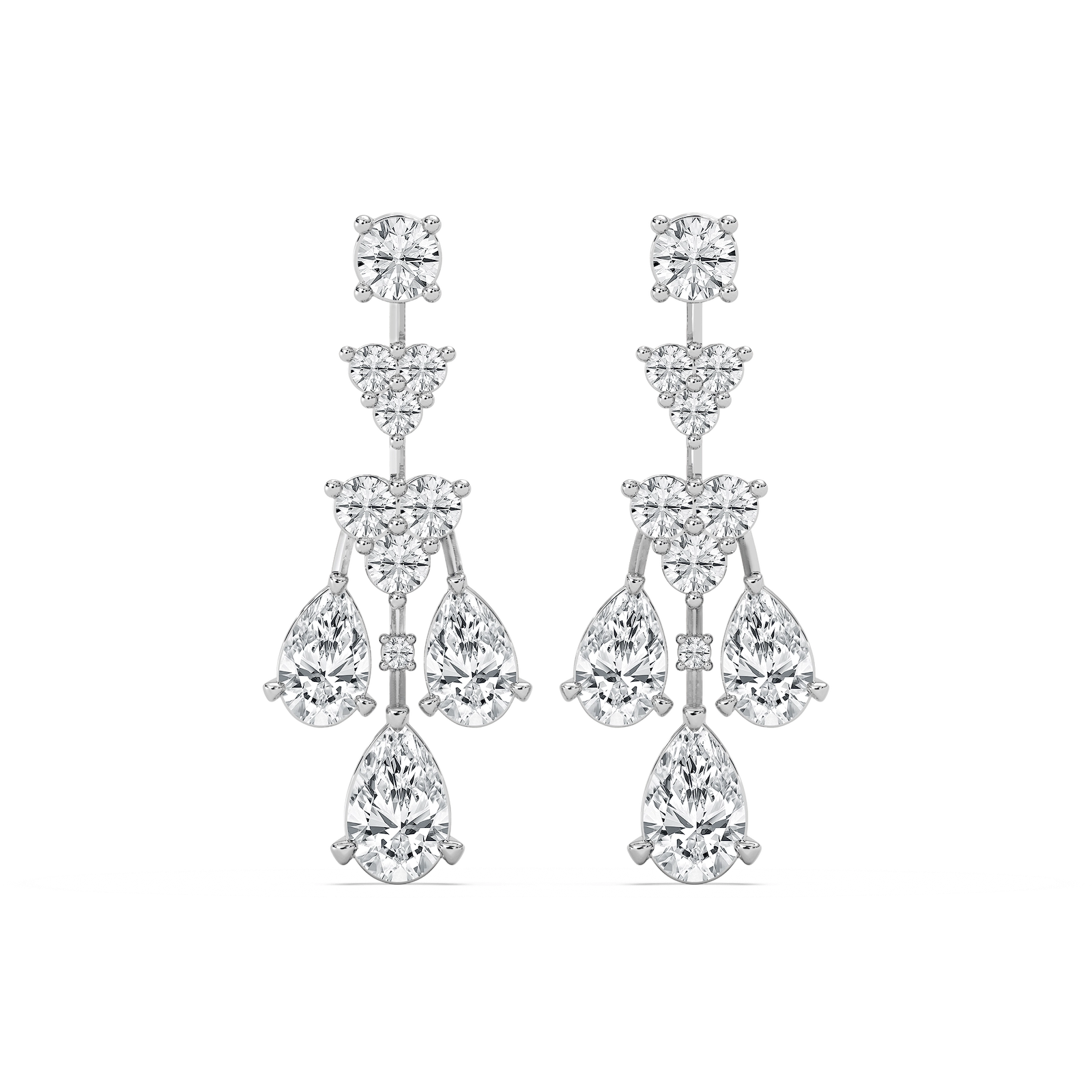 Pear & Round Dangle Earrings in 14K Rose Gold