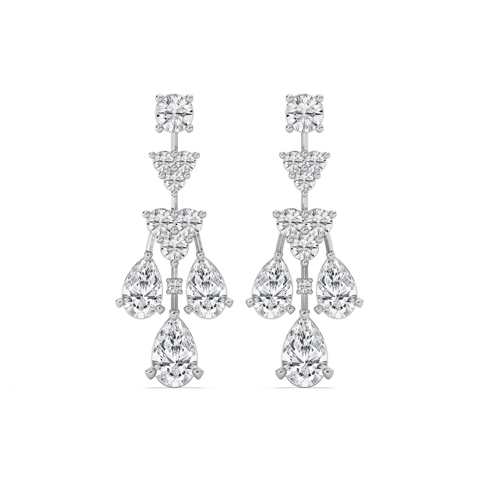 Pear & Round Dangle Earrings in 14K Rose Gold