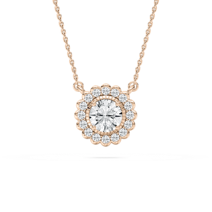 1 ctw Round Lab Grown Diamond Miracle Halo Pendant - 18 Inches