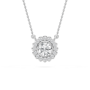 1 ctw Round Lab Grown Diamond Miracle Halo Pendant - 18 Inches