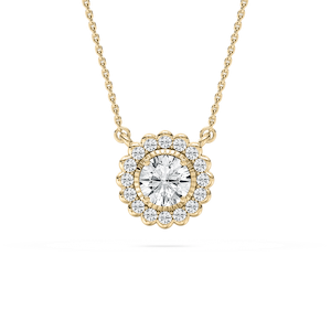 1 ctw Round Lab Grown Diamond Miracle Halo Pendant - 18 Inches