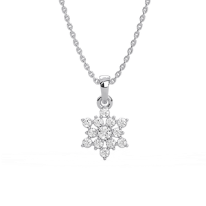 1/4 ctw Round Lab Grown Diamond Petite Snowflake Pendant  - 18 Inches
