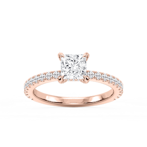 Presley Princess Lab Grown Diamond Claw Prong Hidden Halo Engagement Ring