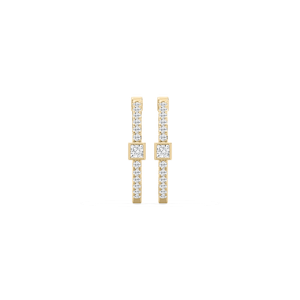 1 ctw Princess and Round Lab Grown Diamond Petite Hoop Earrings