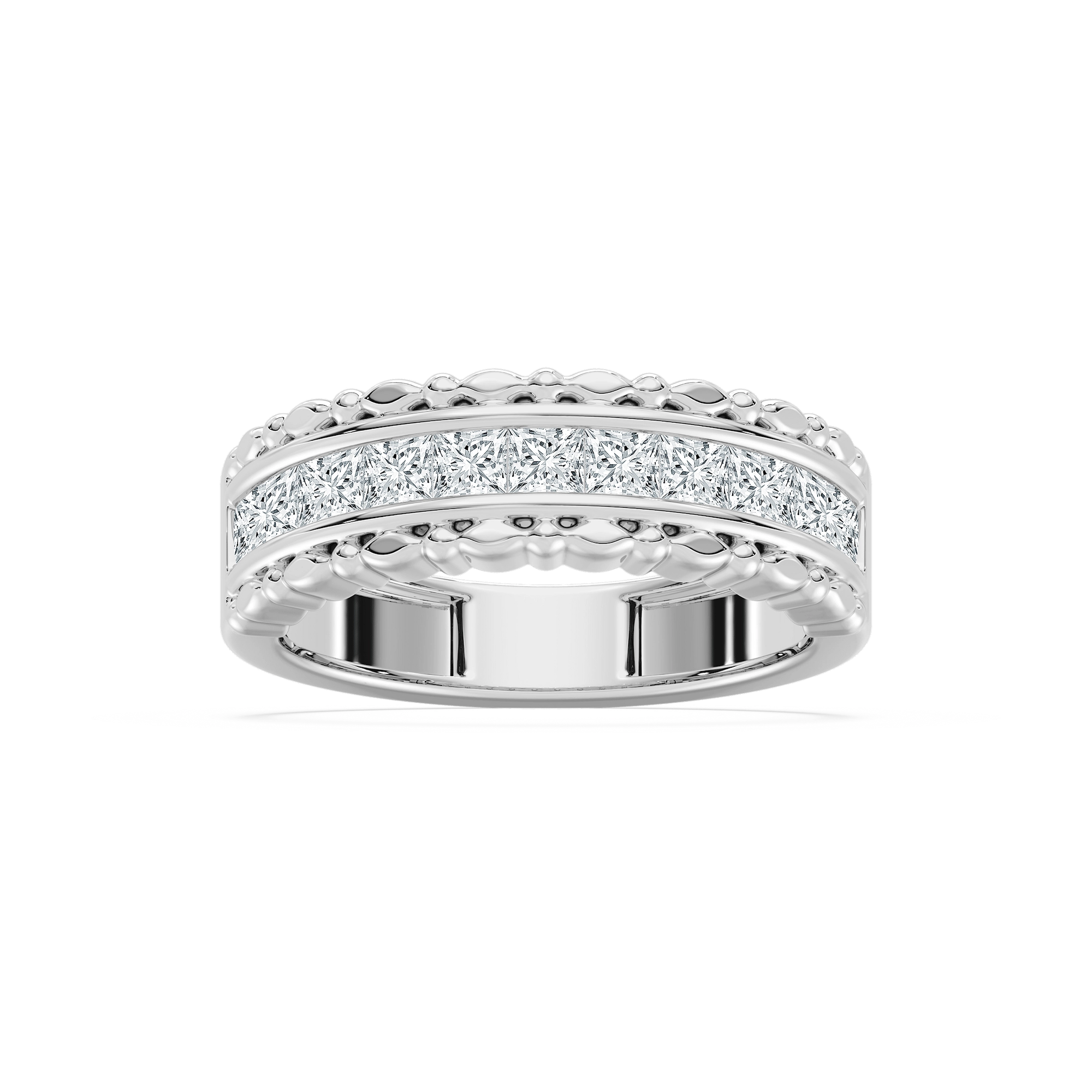 Princess-Cut Eleven-Stone Channel Band in Rose Gold