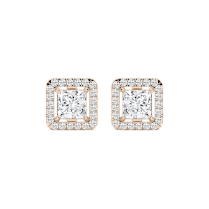 2 ⅓ ctw Princess Lab Grown Diamond Halo Stud Earrings