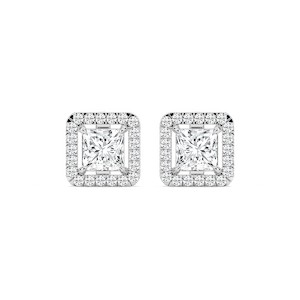 2 ⅓ ctw Princess Lab Grown Diamond Halo Stud Earrings