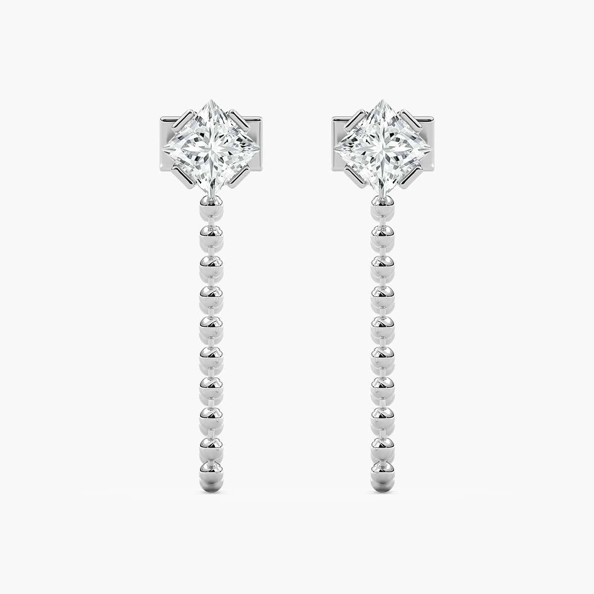 3/4 ctw Round and Princess Lab Grown Diamond Connected Chain Earrings