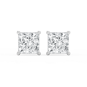 Princess Lab Grown Diamond Hidden Halo Stud Earrings