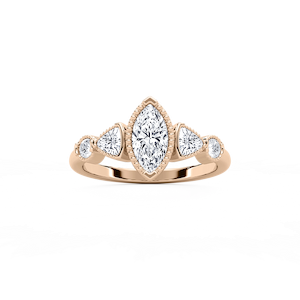 Quinn 1 ¹⁄₄ ctw Marquise Lab Grown Diamond Textured Bezel Side Stone Engagement Ring