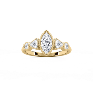 Quinn 1 ¹⁄₄ ctw Marquise Lab Grown Diamond Textured Bezel Side Stone Engagement Ring