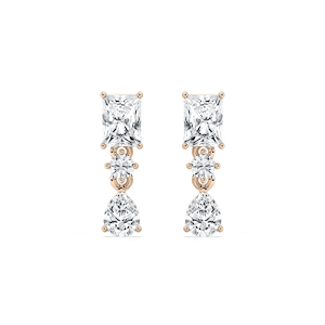 1 3/4 ctw Radiant, Pear, and Round Lab Grown Diamond Drop Earrings