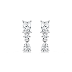1 3/4 ctw Radiant, Pear, and Round Lab Grown Diamond Drop Earrings