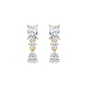 1 3/4 ctw Radiant, Pear, and Round Lab Grown Diamond Drop Earrings