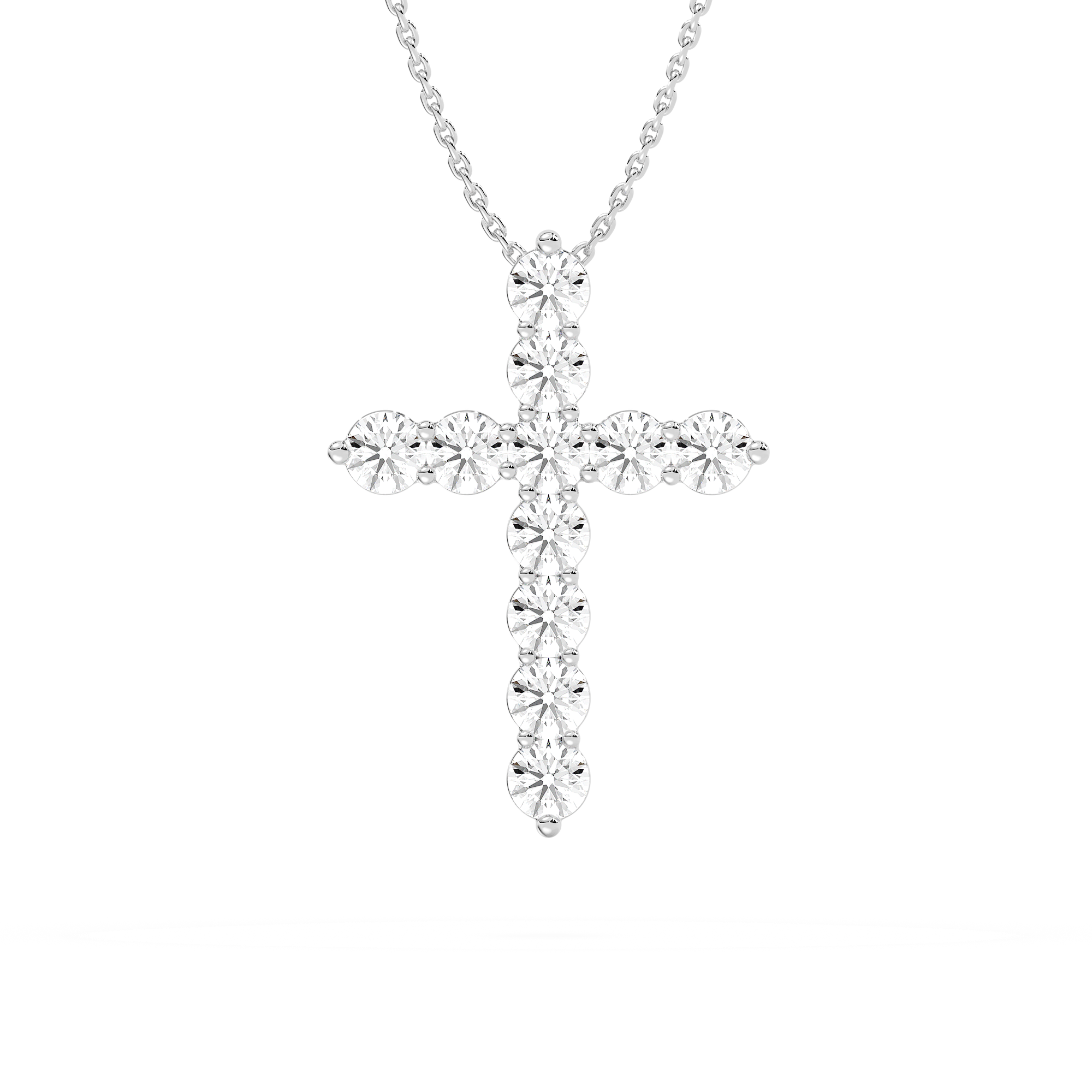 Cross Pendant with 0.51ctw Round Cut Lab-Grown Diamonds in 14K White Gold