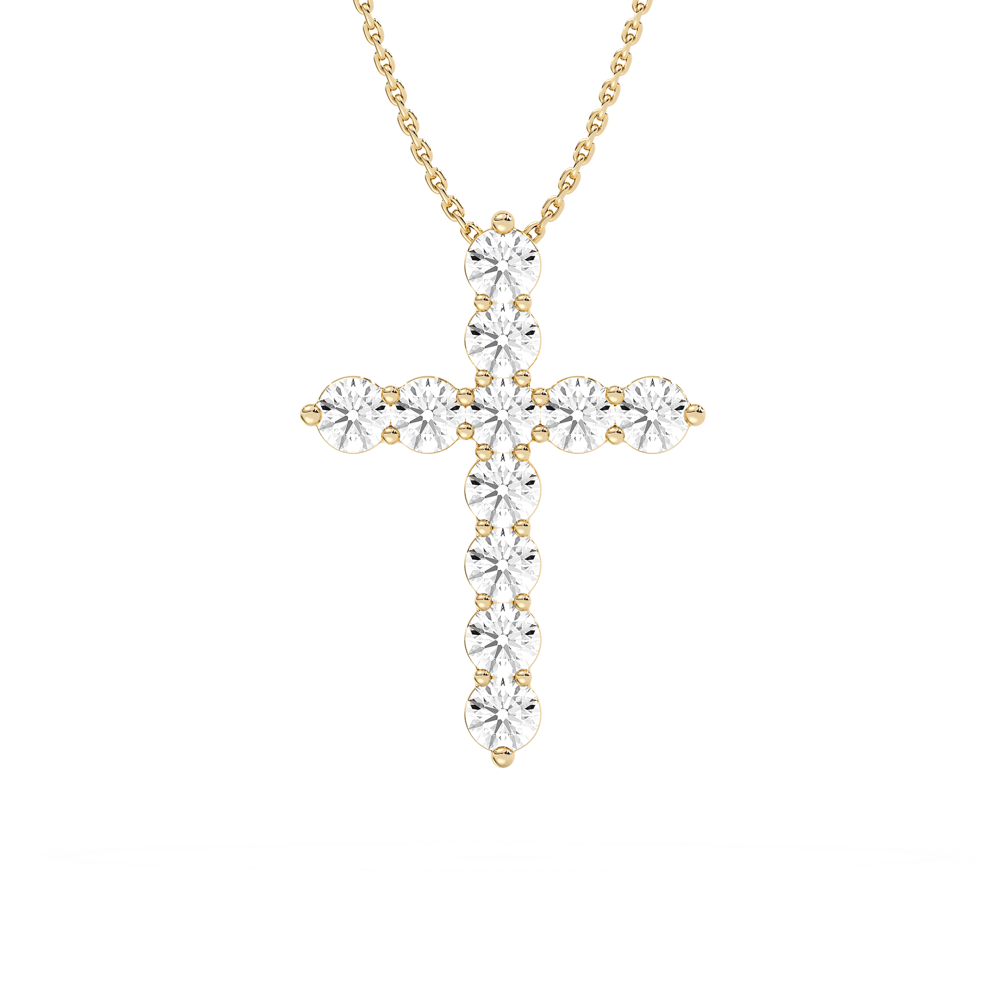 Cross Necklace with 0.51ctw Lab-Grown Diamonds in 14K Yellow Gold