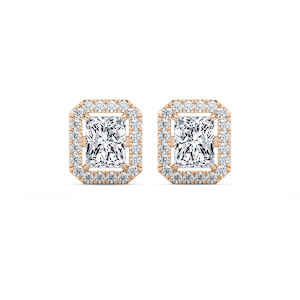 2 ⅓ ctw Radiant Lab Grown Diamond Halo Stud Earrings