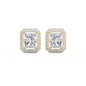 2 ⅓ ctw Radiant Lab Grown Diamond Halo Stud Earrings