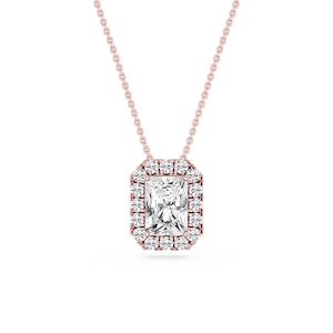 Radiant Lab Grown Diamond Halo Slide Pendant - 16 to 18 Inches