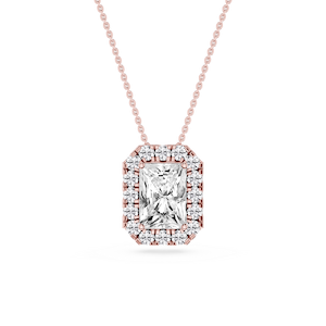 Radiant Lab Grown Diamond Halo Slide Pendant - 16 to 18 Inches