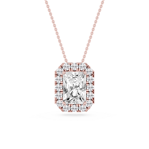 Radiant Lab Grown Diamond Halo Slide Pendant - 16 to 18 Inches