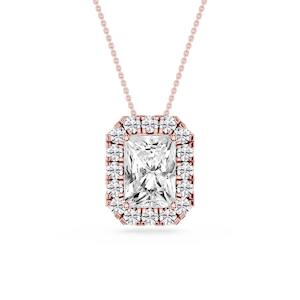 Radiant Lab Grown Diamond Halo Slide Pendant - 16 to 18 Inches