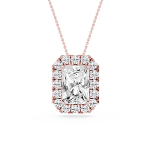 Radiant Lab Grown Diamond Halo Slide Pendant - 16 to 18 Inches