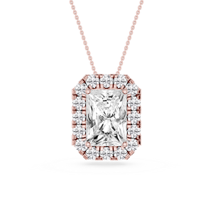 Radiant Lab Grown Diamond Halo Slide Pendant - 16 to 18 Inches
