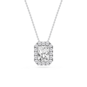 Radiant Lab Grown Diamond Halo Slide Pendant - 16 to 18 Inches