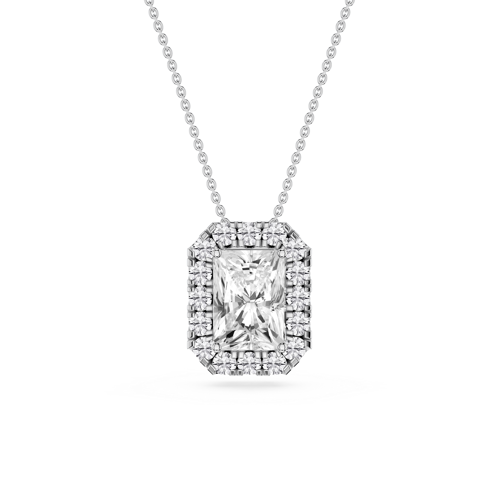 Radiant Lab Grown Diamond Halo Slide Pendant - 16 to 18 Inches