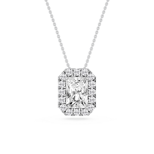 Radiant Lab Grown Diamond Halo Slide Pendant - 16 to 18 Inches