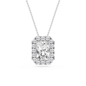 Radiant Lab Grown Diamond Halo Slide Pendant - 16 to 18 Inches