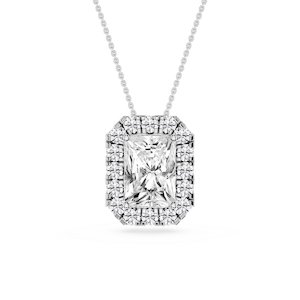 Radiant Lab Grown Diamond Halo Slide Pendant - 16 to 18 Inches