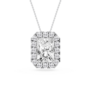 Radiant Lab Grown Diamond Halo Slide Pendant - 16 to 18 Inches