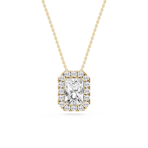 Radiant Lab Grown Diamond Halo Slide Pendant - 16 to 18 Inches