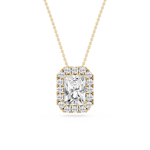 Radiant Lab Grown Diamond Halo Slide Pendant - 16 to 18 Inches