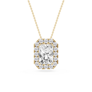 Radiant Lab Grown Diamond Halo Slide Pendant - 16 to 18 Inches