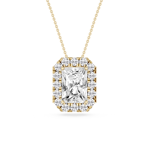 Radiant Lab Grown Diamond Halo Slide Pendant - 16 to 18 Inches