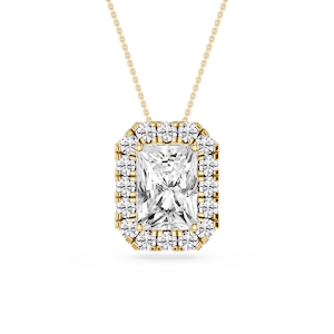 Radiant Lab Grown Diamond Halo Slide Pendant - 16 to 18 Inches