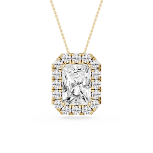 Radiant Lab Grown Diamond Halo Slide Pendant - 16 to 18 Inches