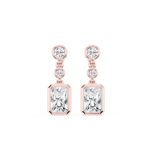 2 ¼ ctw Radiant Lab Grown Diamond Three Stone Drop Earrings