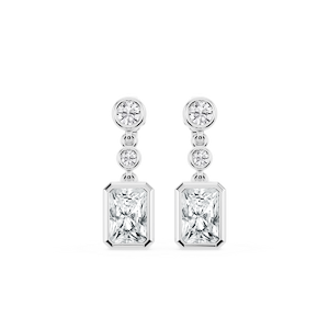 2 ¼ ctw Radiant Lab Grown Diamond Three Stone Drop Earrings