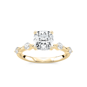 Leah Cushion Lab Grown Diamond SpacedSide Stone Engagement Ring