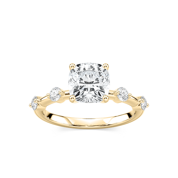 Leah Cushion Lab Grown Diamond SpacedSide Stone Engagement Ring