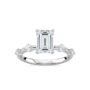 Leah Emerald Lab Grown Diamond SpacedSide Stone Engagement Ring