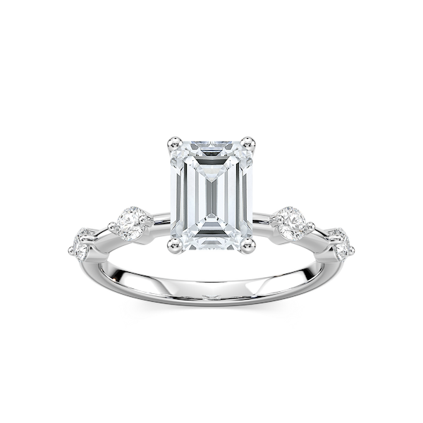 Leah Emerald Lab Grown Diamond SpacedSide Stone Engagement Ring