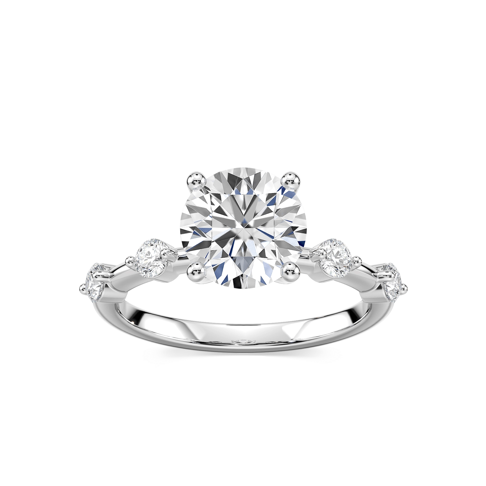 Leah Round Lab Grown Diamond SpacedSide Stone Engagement Ring